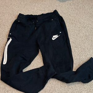 Nike Tech Black Sweatpants with White Accents Small
